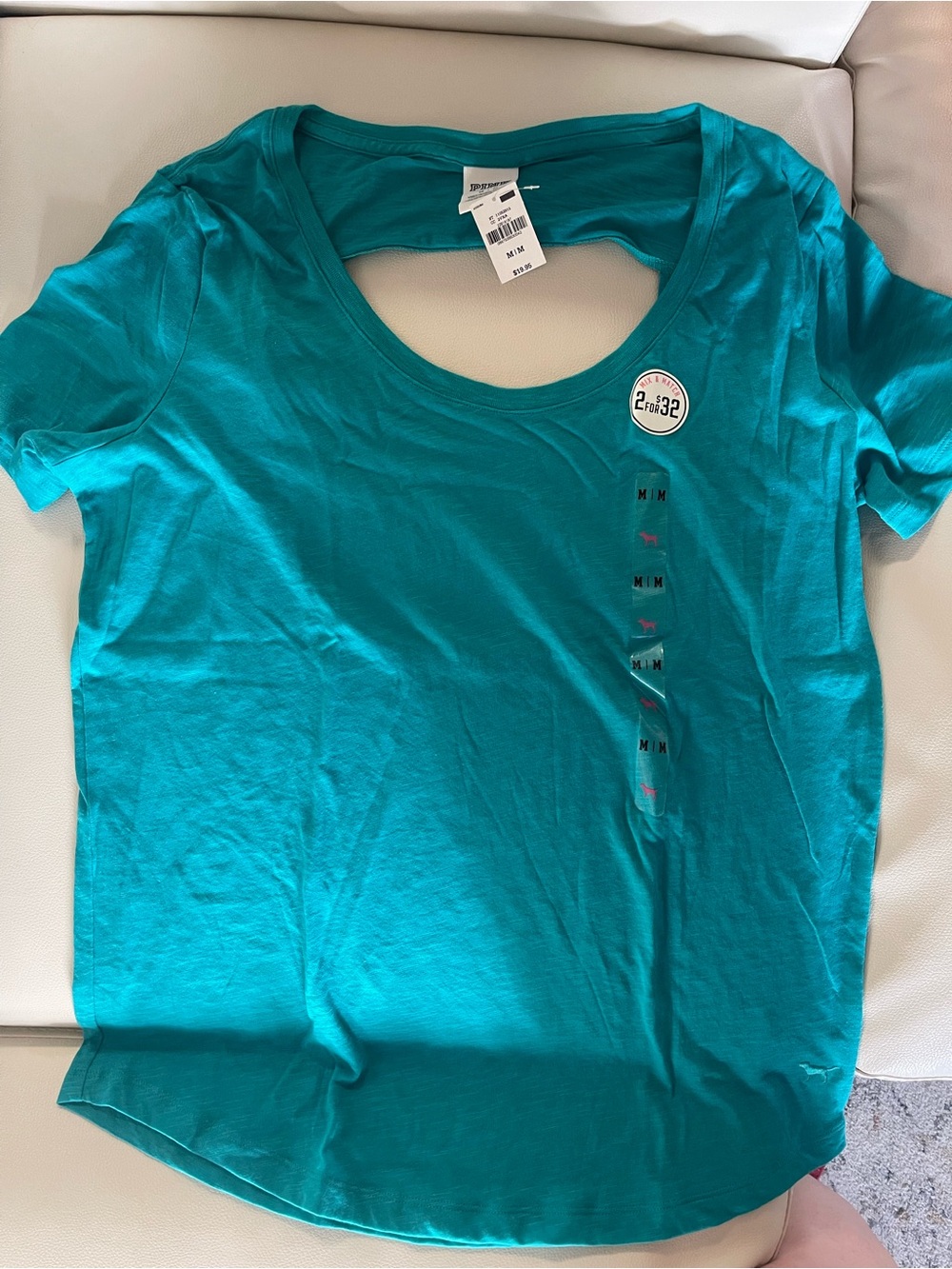 PINK Victoria's Secret Teal Scoop Neck Short Sleeve Tee